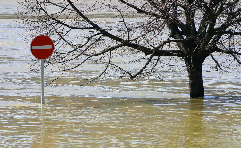 flooding off limits sign